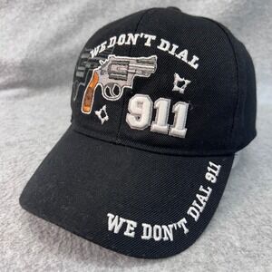 We Don't Dial 911 Mens Black Joycap Baseball Hat Revolver Embroidery OSFM